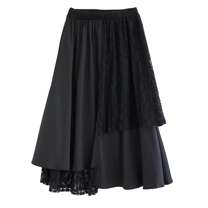 XITAO Patchwork Mesh Asymmetric Skirt Casual Solid Color Wide-leg Loose Fitting New Slimming Korea Spring Female Skirt GYX1526