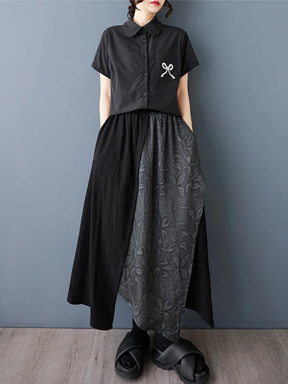 XITAO Loose Asymmetric Women Skirt Trend Contrast Color Patchwork Women Casual Irregular Elastic Waist Simple Skirt HQQ2464