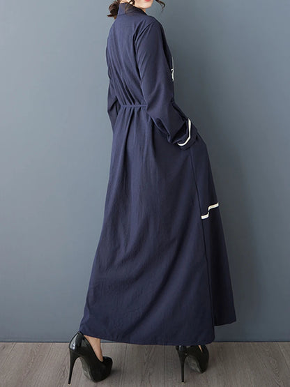 XITAO Embroidery Single Breasted Lapel Dress Casual New Arrival Slimming Fashion Full Sleeve A-line Spring Women Dress GYX1514