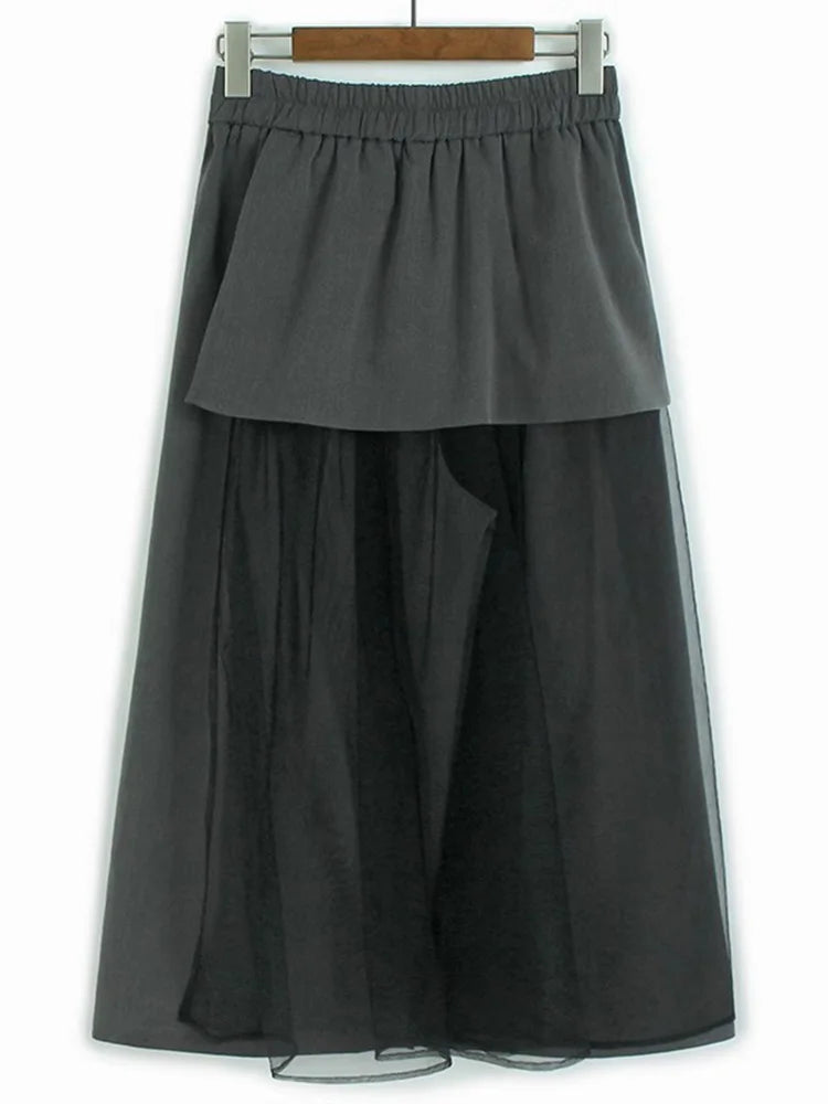 XITAO Gauze Solid Color Loose Pants Elastic Waist Patchwork Casual New Arrival Personality Summer Woman Wide Leg Pants ZMY1344
