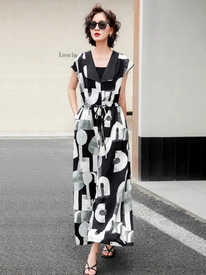 XITAO Letter Print Patchwork Pocket V-neck Bandage Jumpsuits Casual Loose Ankle-length Pants All Match Casual Jumpsuits ZMY1304
