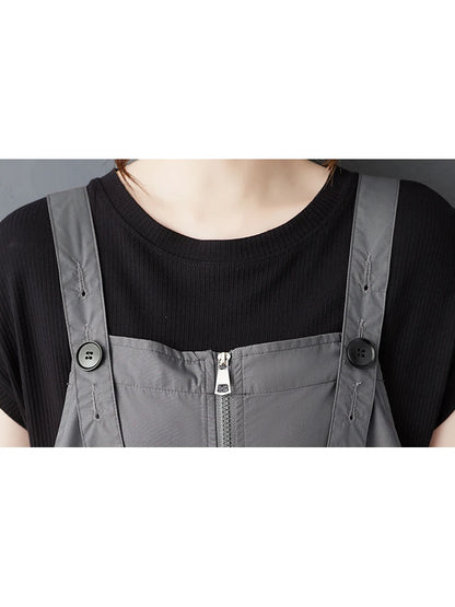 XITAO Gauze Patchwork Pocket Dress Solid Color Square Collar Sleeveless Loose Casual Slimming Summer Woman Straps Dress ZMY1313