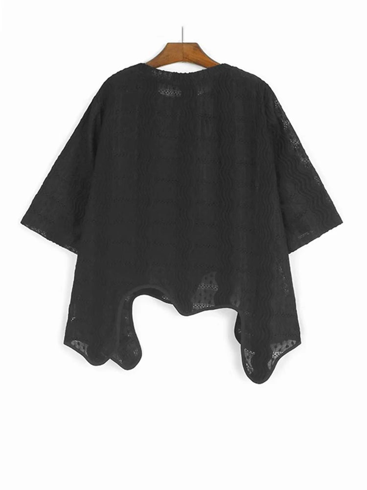 XITAO Loose Asymmetric Female T-shirt Solid Color Casual All-match Women Slimming Temperament Summer O-neck Trend Top HQQ2487