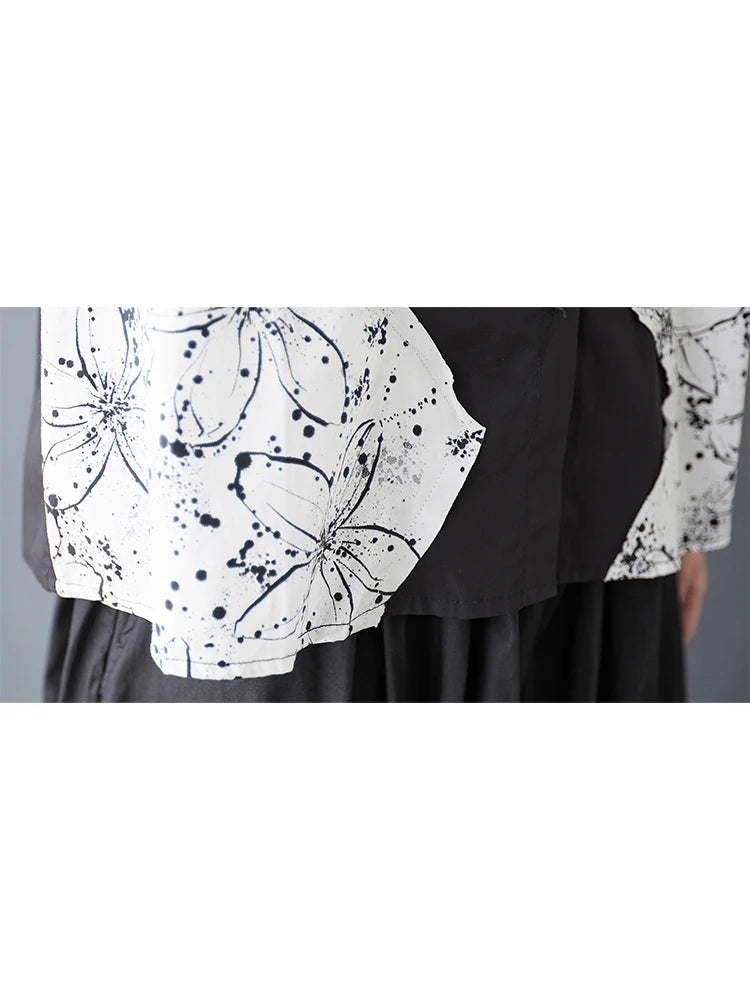 XITAO Patchwork Contrast Color Single Breasted Shirt Casual Loose New Arrival Turn-down Collar Personality Summer Blouse HQQ2459