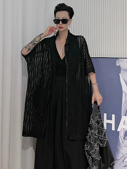 XITAO Hooded Zipper Half Sleeve Dress Casual A-line Loose Fitting Fashion Solid Color Simple New Summer Women Dress ZMY1182