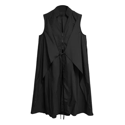 XITAO Zipper Patchwork V-neck Dress Casual Sleeveless Lace-up A-line New Arrival Sweet Simple Leisure Spring Women Dress ZY8937