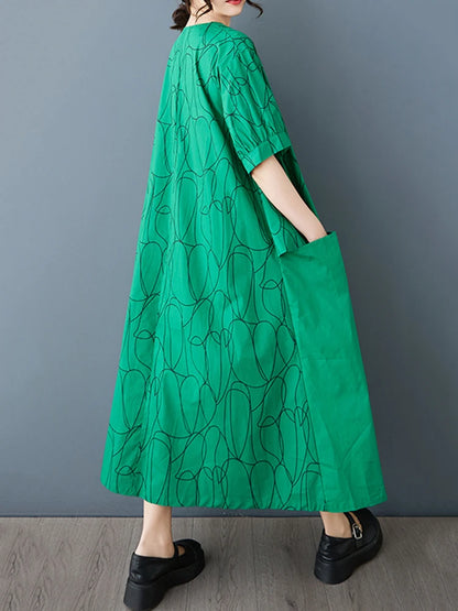 XITAO Loose V-neck Print Women Dress Fashion Slimming Patchwork Women Simple Temperament Casual Irregular Trend Dress HQQ2437