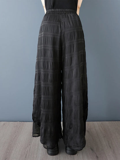 XITAO Women Elastic Waist Wide Leg Pant Casual Loose Fitting Pleated Solid Color Simple Comfortable Summer Female Pant GYX1636