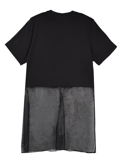 XITAO Patchwork Sequin Loose Dress Side Slit O-neck Short Sleeve Personality Perspective New Arrival Summer Woman Dress ZMY1324