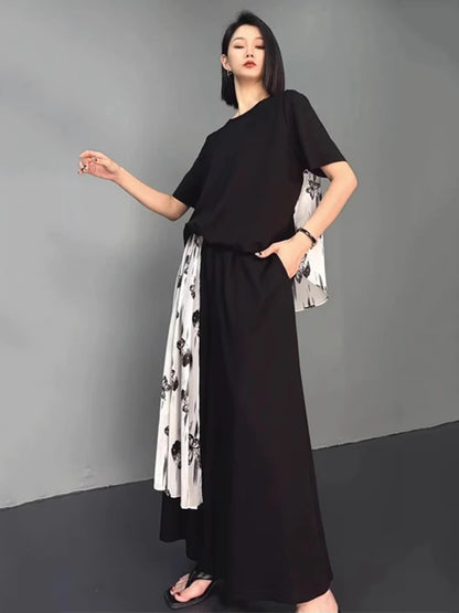 XITAO Butterfly Patchwork Female Sets Pullovers Personality Elegant Print O-neck Wide Leg New Arrival Woman Summer Sets ZMY1284