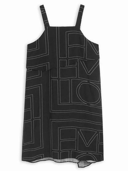 XITAO Irregular Geometric Pocket Dress Loose Personality Temperament Sleeveless Summer Woman Adjustable Straps Dress HQQ2493