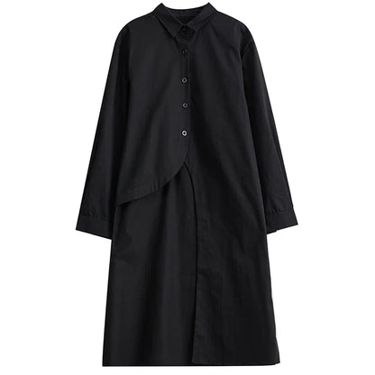 XITAO Asymmetrical Single Breasted Shirt Solid Color Loose Turn-down Collar Long Sleeve Spring New Arrival Casual LYD1140
