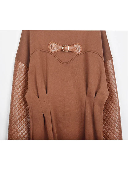 XITAO New Women Sweatshirts Loose Fashion Splicing Long Sleeve Simplicity Patchwork Pleated Splicing Pullover 2024 LDD2232