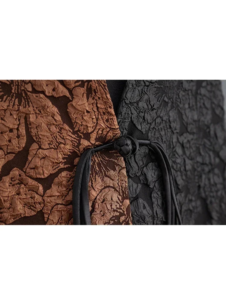 XITAO Vintage Floret Irregular Two Piece Set Personality Contrast Color Patchwork Women New Arrival Trend Vest HQQ1654