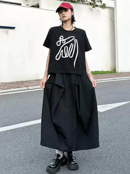 XITAO Patchwork Geometric Simple T-Shirts Loose Casual O-neck Short Sleeve All-match Personality Summer Woman Top ZMY1382