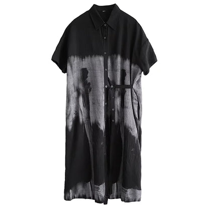 XITAO Casual Contrast Color Dress Personality Button Women Summer Simple Short Sleeve Slimming Loose Shirt Dress ZMY1141