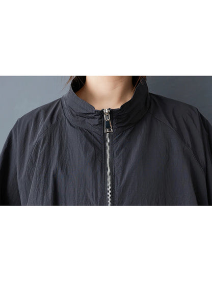 XITAO Solid Color Zipper Loose Jackets Stand Collar Full Sleeve All-match Pocket New Arrival Temperament Woman Jackets ZMY1405
