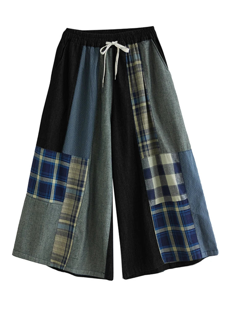 XITAO Patchwork Wide-leg Elastic Waist Female Jean Pant Casual Loose Fitting New Leisure Simple Spring Women Pant GYX1569