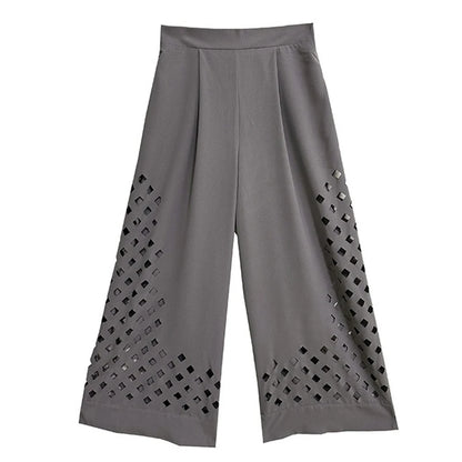 XITAO Loose Hollow Out Female Wide Leg Pants Casual Personality All-match Women Street Trend Simple Pants GMM1302