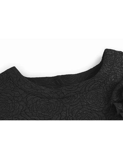 XITAO Irregular Flower O-neck Female Dress Fashion Asymmetric Folds Patchwork Women Simple Temperament A-line Dress ZMY1189