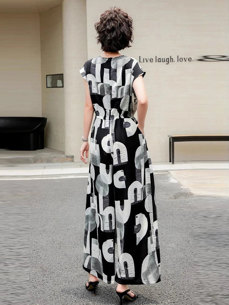 XITAO Letter Print Patchwork Pocket V-neck Bandage Jumpsuits Casual Loose Ankle-length Pants All Match Casual Jumpsuits ZMY1304