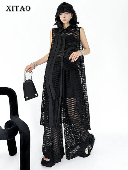 XITAO Asymmetric Sleeveless Female Shirt Personality Patchwork Single Breasted Women Summer Irregular All-match Top ZMY1188