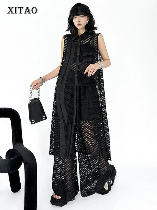XITAO Asymmetric Sleeveless Female Shirt Personality Patchwork Single Breasted Women Summer Irregular All-match Top ZMY1188