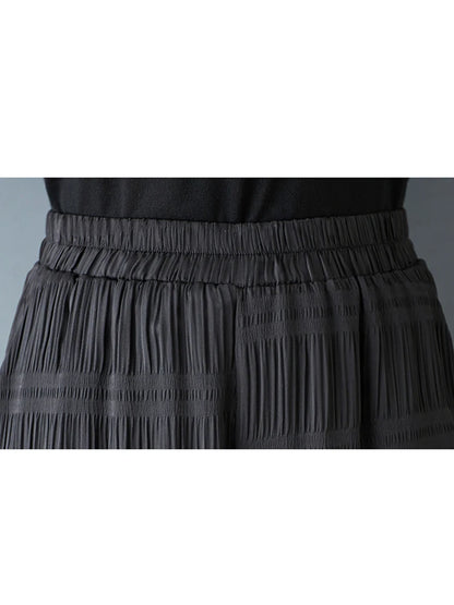 XITAO Women Elastic Waist Wide Leg Pant Casual Loose Fitting Pleated Solid Color Simple Comfortable Summer Female Pant GYX1636