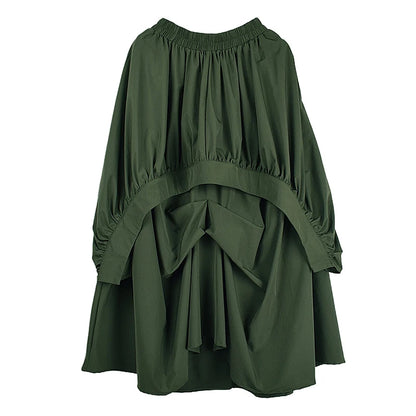 XITAO Irregular Pleated Elastic Waist Skirt Casual Solid Color A-line Loose Fitting Asymmetric New Spring Women Skirt HQQ2455