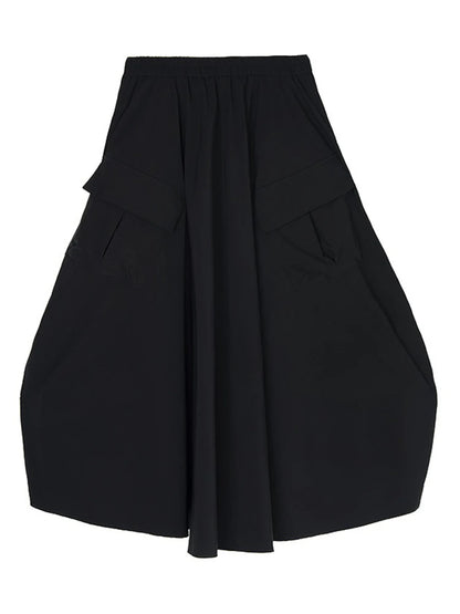 XITAO Bud Pocket Elastic Waist Skirt Casual Loose Fitting A-line Hong Kong New Personality Solid Color Women Skirt ZMY1329