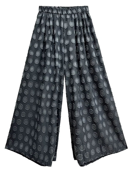 XITAO Dot Patchwork Contrast Color Print Pants Elastic Waist Pocket Loose Casual Match Personality Slimming Women Pants HQQ2515