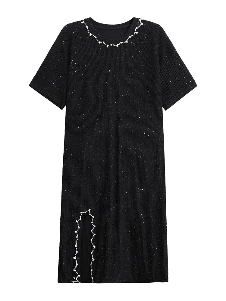 XITAO Asymmetrical Embroidered Flares Short Sleeve Dress Casual A-line Loose Fitting Fashion New Summer Women Dress ZMY1191