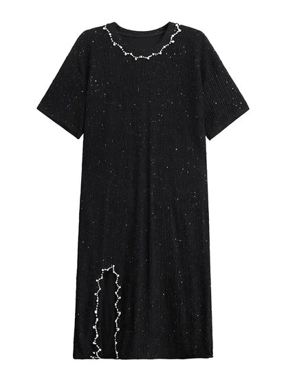 XITAO Asymmetrical Embroidered Flares Short Sleeve Dress Casual A-line Loose Fitting Fashion New Summer Women Dress ZMY1191