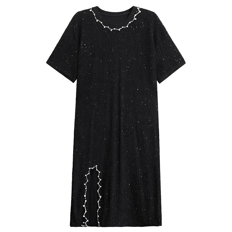 XITAO Asymmetrical Embroidered Flares Short Sleeve Dress Casual A-line Loose Fitting Fashion New Summer Women Dress ZMY1191