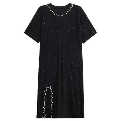 XITAO Asymmetrical Embroidered Flares Short Sleeve Dress Casual A-line Loose Fitting Fashion New Summer Women Dress ZMY1191