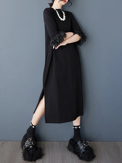 XITAO Loose Fashion Vintage Female Dress Personality Mesh Patchwork Goddess Fan Women Temperament Simple A-line Dress ZMY1063
