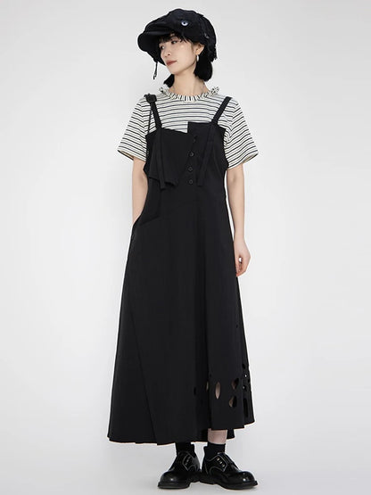XITAO Hollow Out Sleeveless Irregular Dress Casual A-line Solid Color All-match Women Summer Temperament Slimming Dress HQQ2501