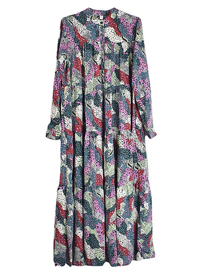 XITAO Print Pattern Dress Fashion New Women Pleated Full Sleeve Spring Long Elegant Minority Casual Style Dress WMD2966