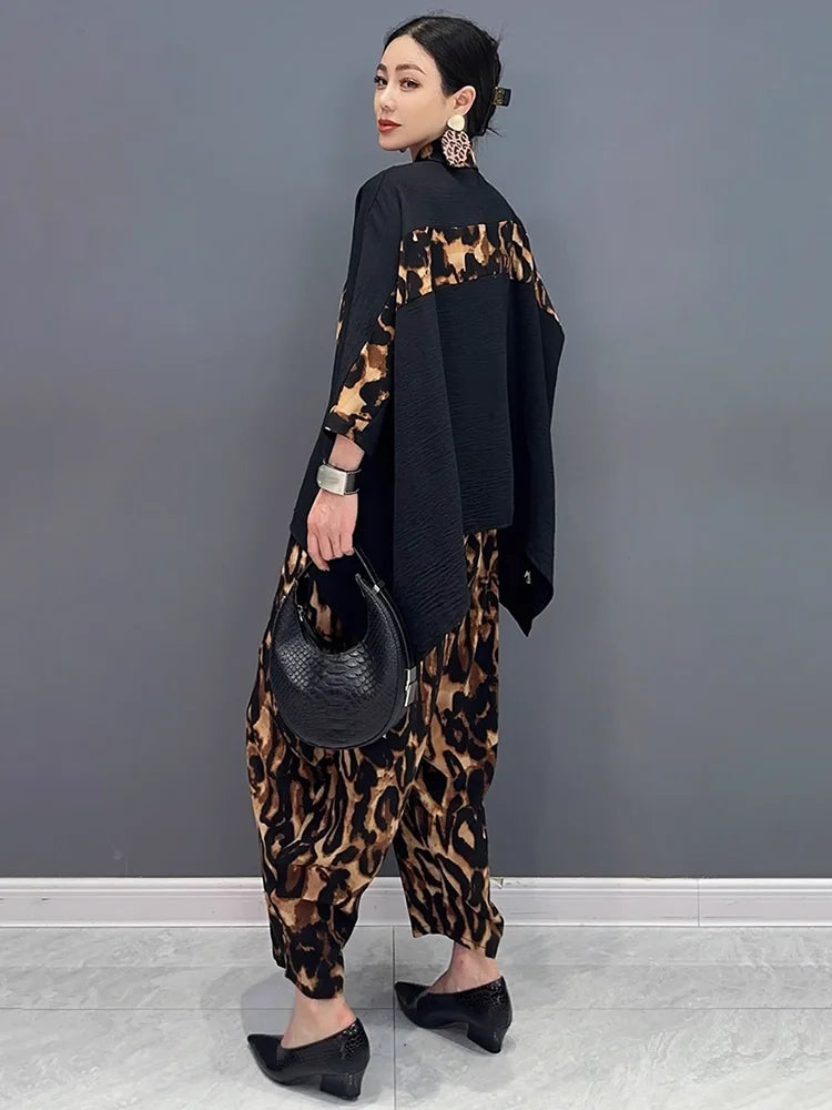 XITAO Casual Print Shirt Two-piece Set Loose Slimming All-match Top Women Fashion Trend Temperament Harem Pants HQQ2446