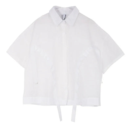XITAO Patchwork Single Breasted Women Shirt Turn-down Collar Loose Summer New Arrival Casual Fashion All Match WLD11608