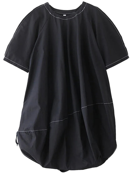 XITAO Irregular O-neck Dress Casual Solid Color Loose Fitting A-line All Match Elegant Personality Summer Female Dress ZMY1370