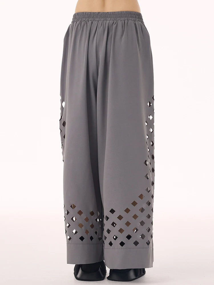 XITAO Loose Hollow Out Female Wide Leg Pants Casual Personality All-match Women Street Trend Simple Pants GMM1302