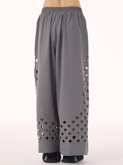 XITAO Loose Hollow Out Female Wide Leg Pants Casual Personality All-match Women Street Trend Simple Pants GMM1302