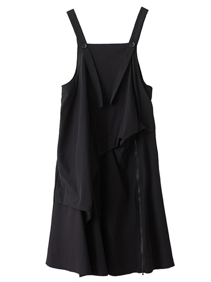 XITAO Button Irregular Zipper Dress Casual Solid Color Simple New Arrival Fashion All Match Slimming Summer Female Dress ZMY1234
