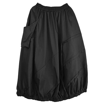 XITAO Bud Pocket Pleated Skirt Casual Loose Fitting Personality Elastic Waist Bubble Fashion New Loose Women Skirt ZMY1089