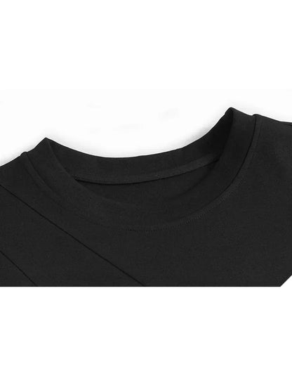 XITAO Gauze Patchwork Pocket Dress Solid Color O-neck Long Sleeve Pullover Loose Casual Slimming Dresses 2025 Spring New GJ1098