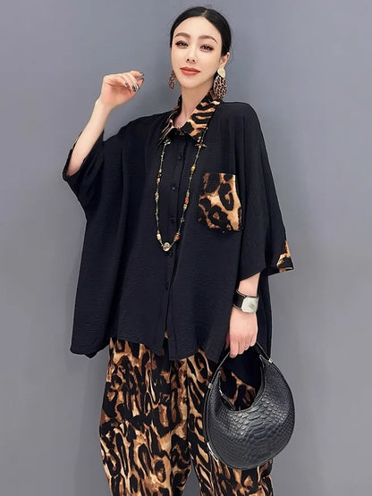 XITAO Casual Print Shirt Two-piece Set Loose Slimming All-match Top Women Fashion Trend Temperament Harem Pants HQQ2446