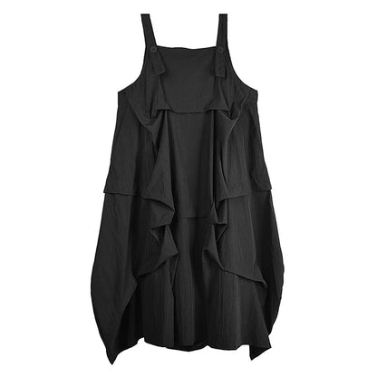 XITAO Personality Asymmetrical Hong Kong Female Dress Solid Color Square Collar Casual Spaghetti Strap Summer Dress ZMY1224