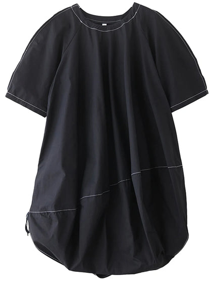 XITAO Irregular O-neck Solid Color Dress Half Sleeve Patchwork Casual New Arrival All-match Summer Woman Slimming Dress ZMY1357