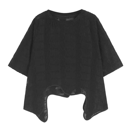 XITAO Loose Asymmetric Female T-shirt Solid Color Casual All-match Women Slimming Temperament Summer O-neck Trend Top HQQ2487